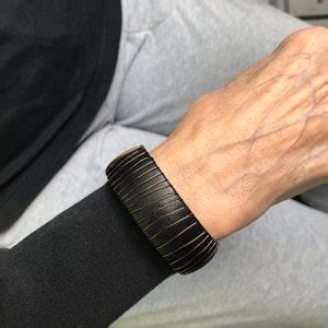 Handmade Leather Sculpted Cuff Bracelet Adjustable in Size Handcrafted ...