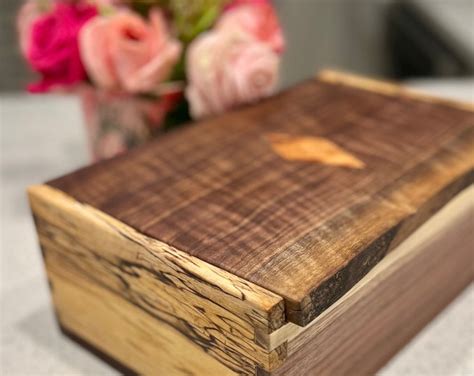 Gorgeous Handmade Wooden Keepsake Box With Live Edge Curly Black Walnut ...
