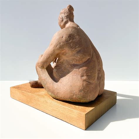 Vintage Modernist Nude Rubenesque Women Terracotta Sculpture By F. Kahn