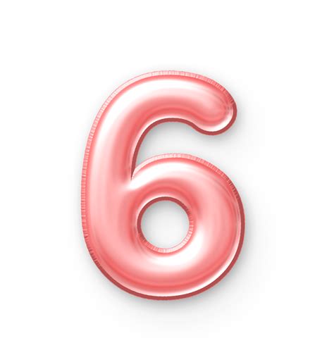 6 Number Balloon Pink 24652314 PNG
