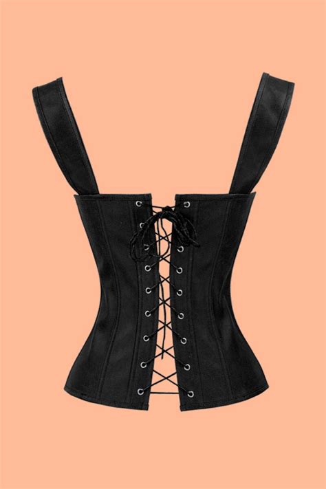 Кожен Корсет С Презрамки KORSET BG 22012, Черен, Връзки На Деколтето XL ...