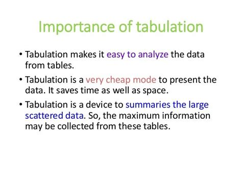 Tabulation