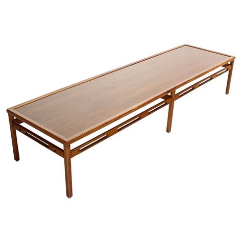 oversized long rectangular walnut coffee display platform center table