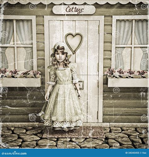 vintage girl stock illustration illustration  nostalgia