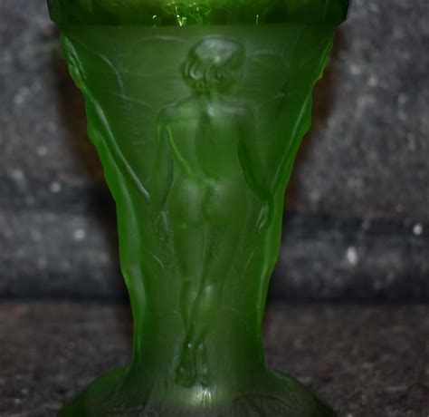Art Deco Czech Ingrid Glass Line Nude Female Art Vase at 1stDibs