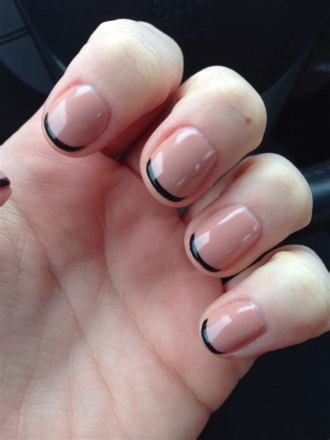 Nude nails with black French manicure take two | Nails, Manicure, Nude