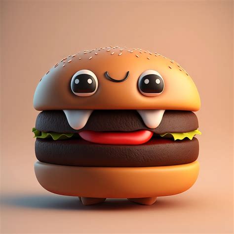 Premium Photo | Cute hamburger character isolated on empty background