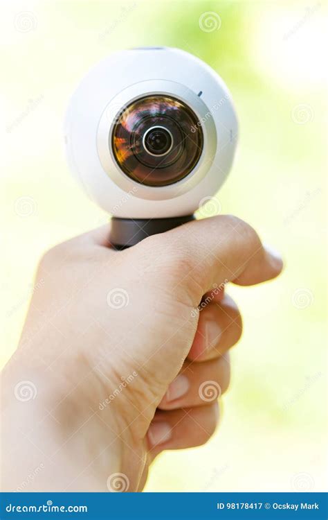 360 Degree Panoramic Camera in Human Hand Stock Image - Image of ...
