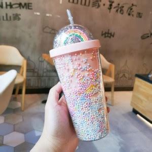 arbuda adorable rainbow sipper water bottle  straw  girls