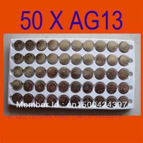 50PCS AG13 Button Cell Batteries AG 13 G13 LR44 A76 N ship by air mail ...