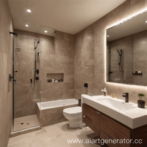 modern bathroom interior  elegant fixtures  natural lighting
