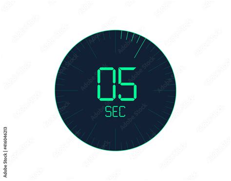 5 sec Timer icon, 5 seconds digital timer. Clock and watch, timer ...