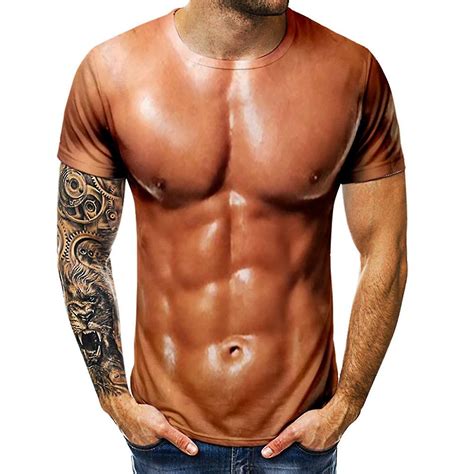 3d Bodybuilding Simulation Muscle Shirt Chest Muscle T-shirt | Fruugo AU
