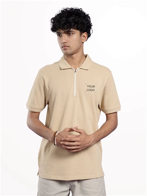 womens cotton zipper polo mustard yellow casual polo