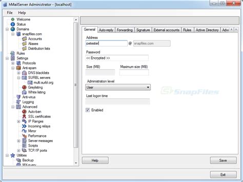 hmailserver screenshot    snapfilescom