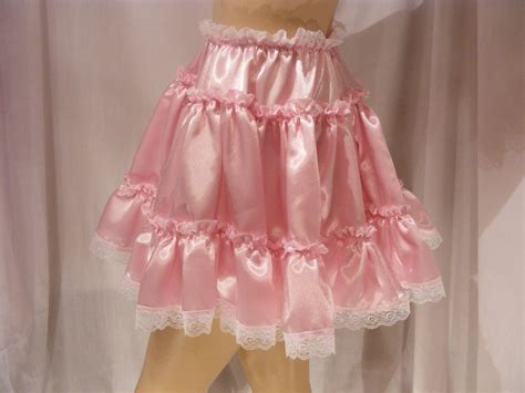 sissy adult baby pink satin mini skirt   long fancy etsy