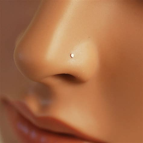 minimalist nose stud barely  stud dot nose stud gold etsy