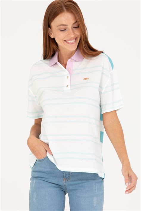 Поло U.S. POLO ASSN., размер 44, цвет белый, бирюзовый, 100% хлопок ...