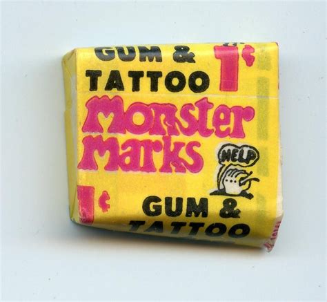 60’s Fleer Monster Marks Bubble Gum Tattoo Unopened Pack Wrapper Topps ...