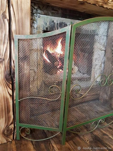 Складной каминный экран ручной работы. Экран для камина. Металл, ковка ...