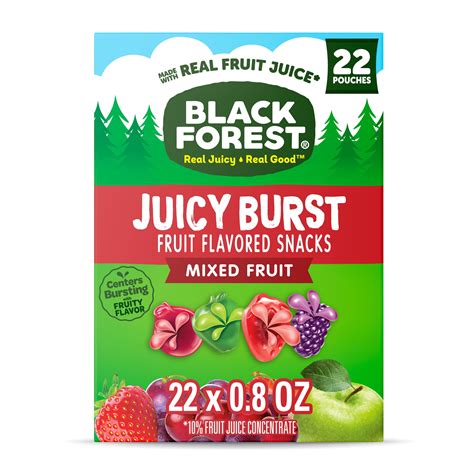 Black Forest Juicy Burst Fruit Flavored Snacks, Mixed Fruit Flavors, 0.