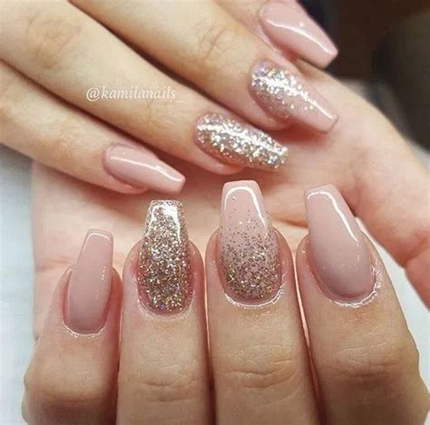 Uñas De Acrilico Rosas Con Dorado : Unas Decoradas Con Brillo 50 ...