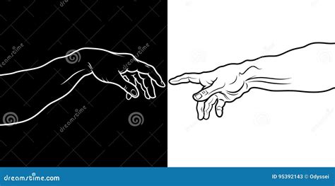 The Creation of Adam (black & White Fragment) Stock Vector ...