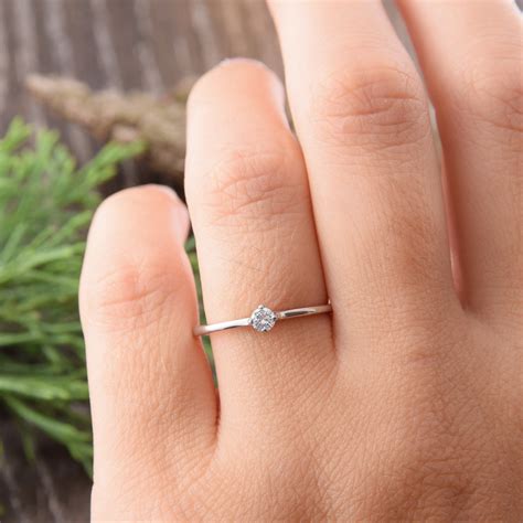 Diamond Engagement Ring, Minimalist Engagement Ring, Dainty Engagement