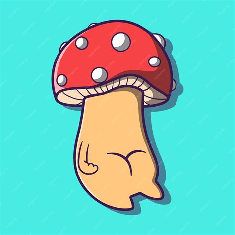Premium Vector | Mushroom cartoon with cute butt
