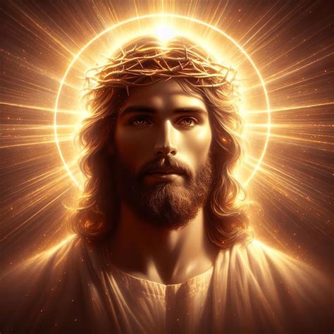 Premium Photo | Jesus Christ with crown of thorns and rays of light 3d ...