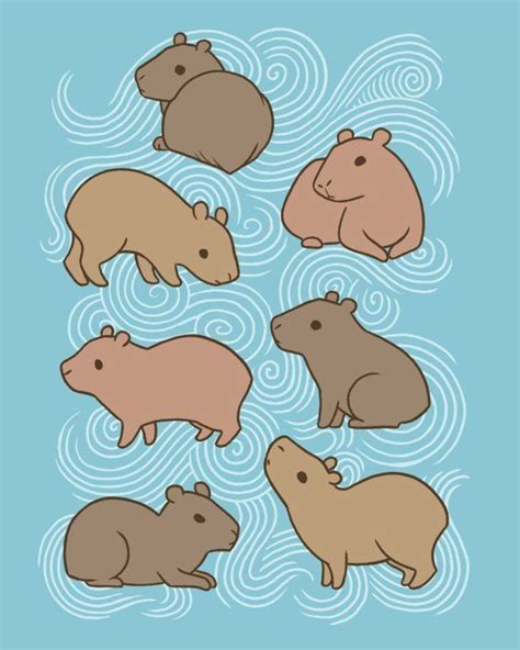 Capybara Art Print Available in 4x6, 5x7, and 8x10 Sizes - Etsy ...