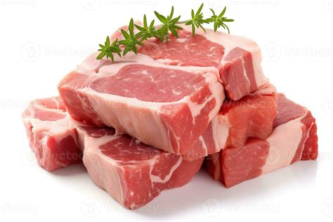 raw pork meat isolated  white backgroundgenerative ai