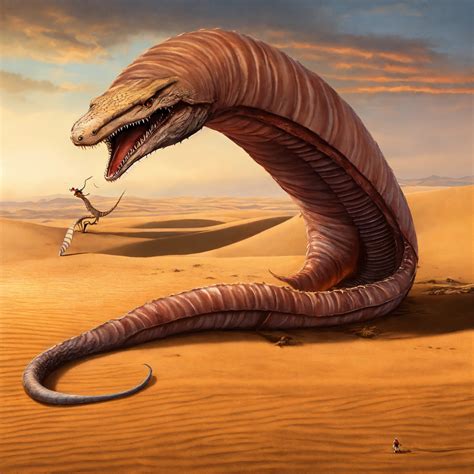 Lexica - A Dune sandworm fighting a Graboid sandworm