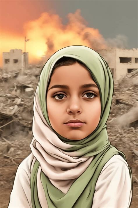 Close young palestinian girl with a kuffeah. Large... | @rqrq