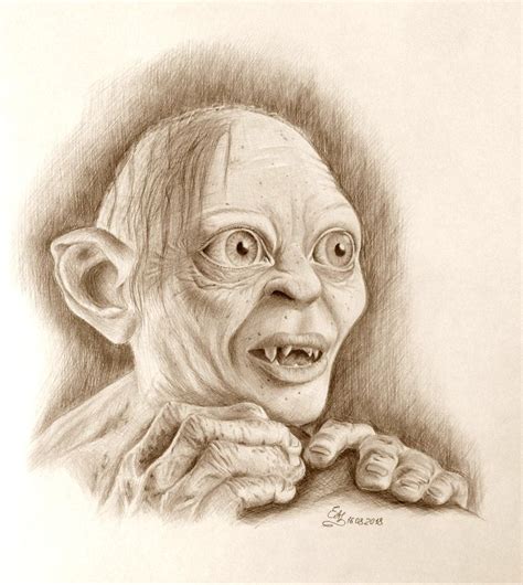 Gollum, Smeagol, Lord of Rings, portrait, art, drowing, illustration ...