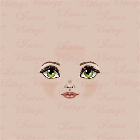 Doll Face Print Beautiful Doll Face Clipart Green Eyes - Etsy