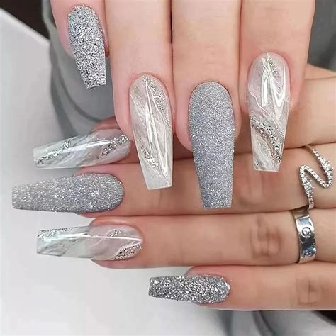 Amazon.com: MISUD 24pcs Coffin Press-on Nails - Long Fake Nails with