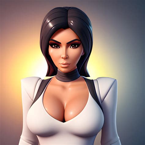 3D render of Kim Kardashian standing looking straight into the camera
