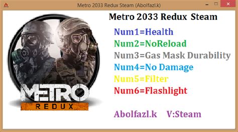 Скачать Metro 2033 Redux: Трейнер/Trainer (+6) [1.0.0.3] {Abolfazl.k}