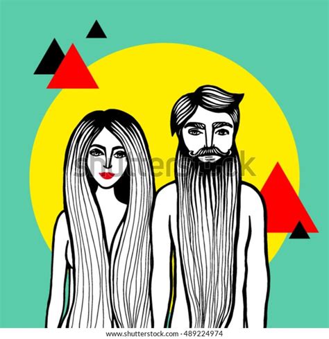 Nude Couple. Couple of lovers. Hand draw vector illustration of naked