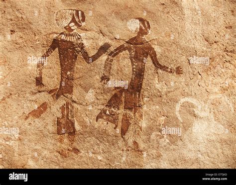 Famous prehistoric rock paintings of Tassili N'Ajjer, Algeria Stock ...