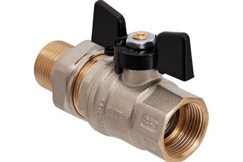 Кран шаровой латунный с американкой Hoobs НР/ВР 3/4'' бабочка чёрная ...