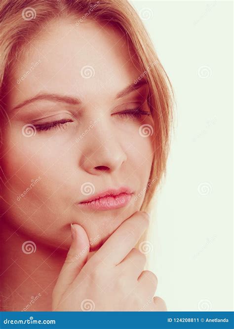 Portrait of Curious Woman Thinking Stock Image - Image of portrait