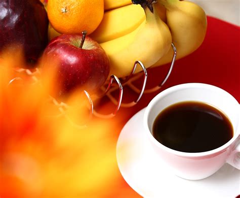 photo healthy fruit  coffee  breakfast apple freshness