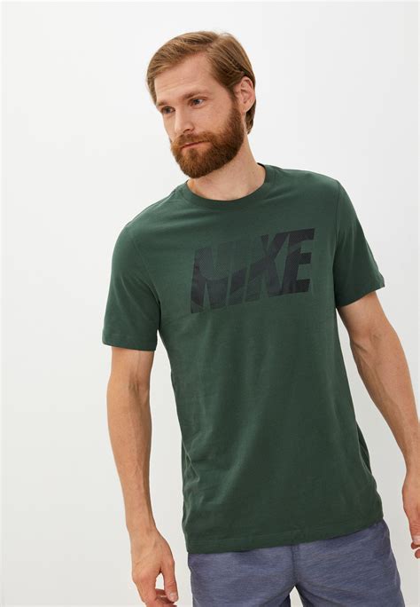 Футболка спортивная Nike M NK DF TEE HCKD NK BLK FS, цвет: зеленый ...