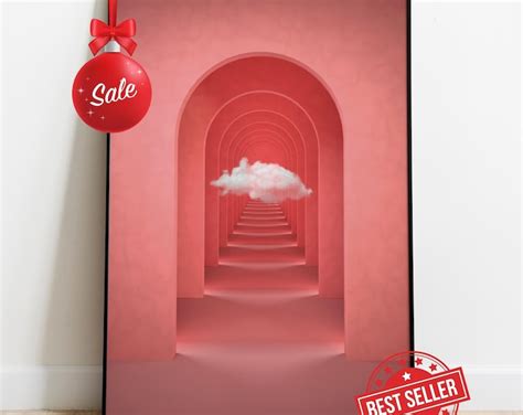 Pastel Blue Pink Cloud Wall Art Print Surreal Pixel Art Poster ...