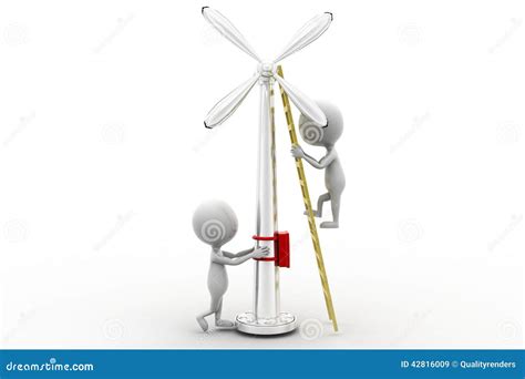 3D man windmill stock illustration. Illustration of windmill - 42816009