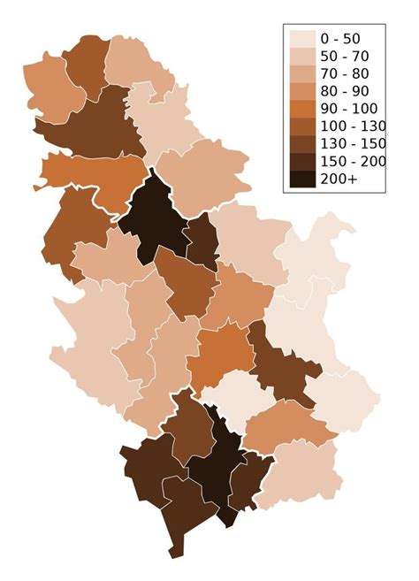 Population density in Serbia | Map, Serbia, Density