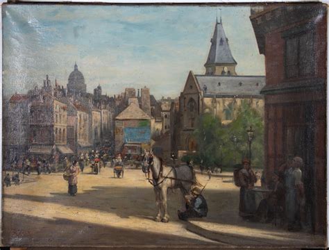 Roux - Roux - Early 20th Century Oil, Continental Street Scene For Sale