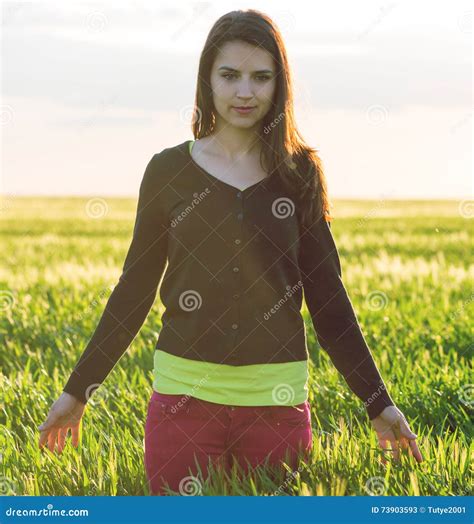 beautiful girl outdoors enjoying nature stock image image  harvest